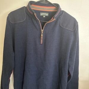 Orvis Blue Zip Up Sweater with Quarter-Zip Design